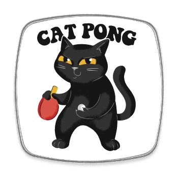Tennis de Table Chat Ping-Pong Tenue Cat Pong - Magnet carré - blanc - Devant