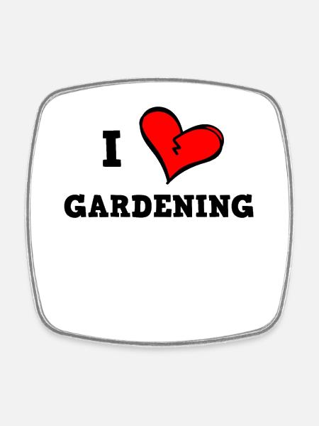 Ich liebe Gartenarbeit - Viereckiger Kühlschrankmagnet - Weiß