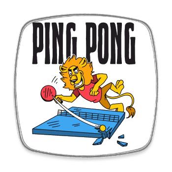 Ping Pong Lion Table Tennis Lion Outfit - Magnet carré - blanc - Devant
