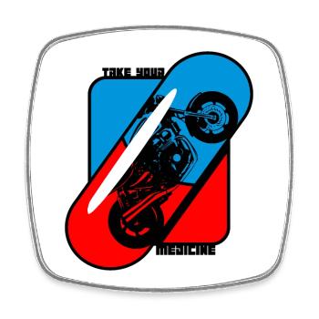 Nehmen Sie Ihre Medizin Pille naked bike Motorrad - Viereckiger Kühlschrankmagnet - Weiß - Vorne