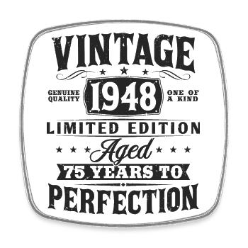 75ème anniversaire né en 1948 Vintage Retro - Magnet carré - blanc - Devant