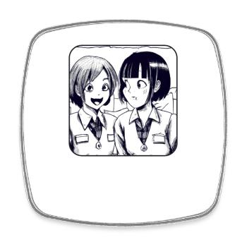 Das gesprächige Duo. Tratschende Manga-Mädchen - Viereckiger Kühlschrankmagnet - Weiß - Vorne