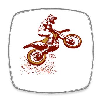 a dirty long jump in motocross - Square fridge magnet - white - Front