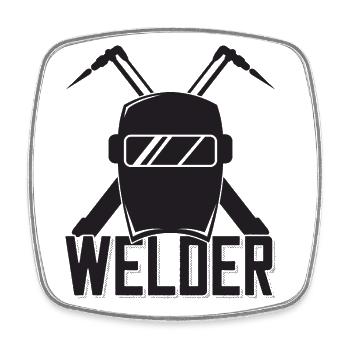 Welder helmet outfit for proud metalworkers - Square fridge magnet - white - Front