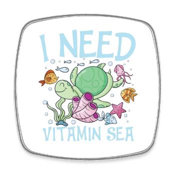I Need Vitamin Sea für Schildkrötenliebhaber - Viereckiger Kühlschrankmagnet - Weiß - Vorne