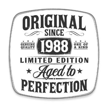 Born 1988 Vintage Birthday Gift - Square fridge magnet - white - Front
