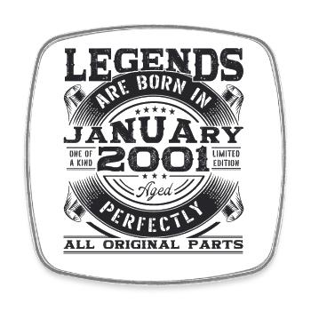 Year 2001 January 22nd birthday Gift man - Square fridge magnet - white - Front