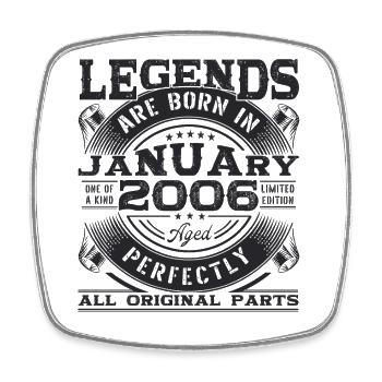 Born 2006 January 17th birthday Gift man - Square fridge magnet - white - Front