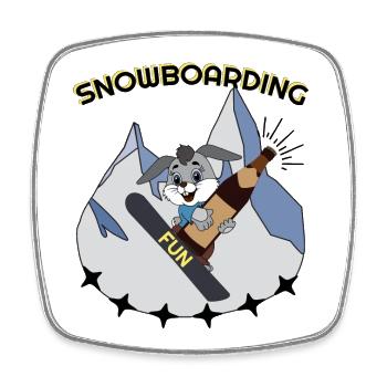 Snowboarding, Snowboarder, Apres- Ski, Party - Viereckiger Kühlschrankmagnet - Weiß - Vorne