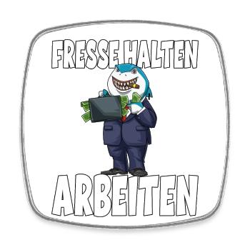 Arbeiten Hai Chef Kapitalismus - Viereckiger Kühlschrankmagnet - Weiß - Vorne