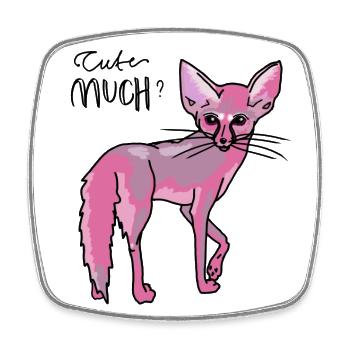 Cute much? Kleiner Wüstenfuchs in Pink - Viereckiger Kühlschrankmagnet - Weiß - Vorne