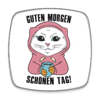 Guten Morgen Main Coon Cat Outfit für - Viereckiger Kühlschrankmagnet - Weiß - Vorne
