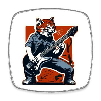 Katzen Wut und die Gitarre spielende Rock Katze - Viereckiger Kühlschrankmagnet - Weiß - Vorne