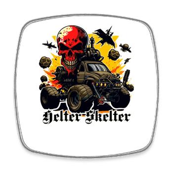 Monster truck with skull and full of destruction - Square fridge magnet - white - Front