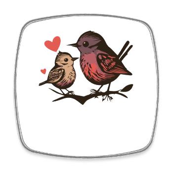 Parents and baby bird - Square fridge magnet - white - Front