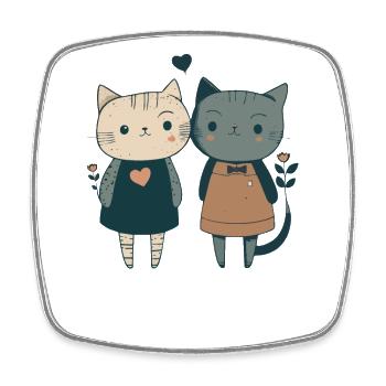 cute cat pair - Square fridge magnet - white - Front