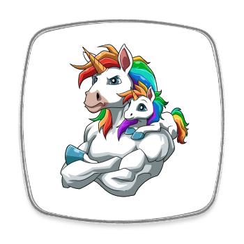 Einhorn Vater und Kind für einen Einhorn - Viereckiger Kühlschrankmagnet - Weiß - Vorne