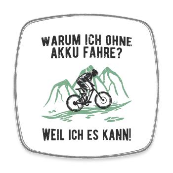 MTB ohne Akku - Fahrrad Radsport Mountainbike - Viereckiger Kühlschrankmagnet - Weiß - Vorne