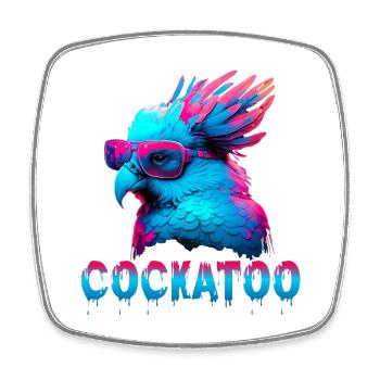 Cockatoo Kakadu mit Sonnenbrille 80s Style - Viereckiger Kühlschrankmagnet - Weiß - Vorne