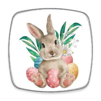 Aquarell-osterhase Und -eier - Viereckiger Kühlschrankmagnet - Weiß - Vorne