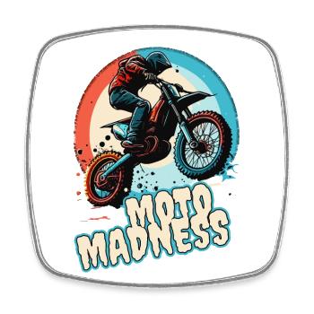 Crazy Madness Motocross - Square fridge magnet - white - Front