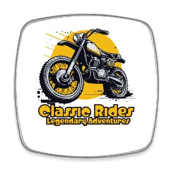 klassische Fahrten Motocross - Viereckiger Kühlschrankmagnet - Weiß - Vorne