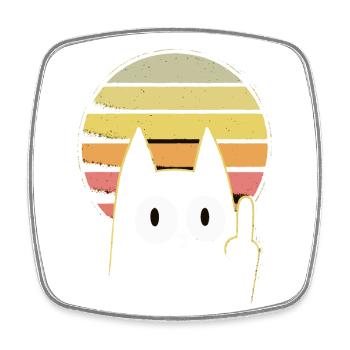 Middle finger cat - Square fridge magnet - white - Front