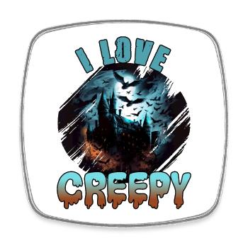 I Love Creepy für Grusel Fans - Viereckiger Kühlschrankmagnet - Weiß - Vorne