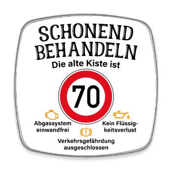 70. Geburtstag Schonend Behandeln Alte Kiste 70 - Viereckiger Kühlschrankmagnet - Weiß - Vorne