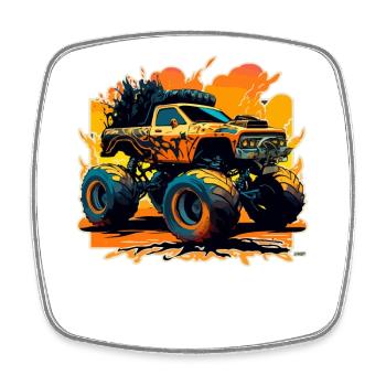 Monster Truck Madness - Square fridge magnet - white - Front