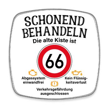 66. Geburtstag Schonend Behandeln Alte Kiste 66 - Viereckiger Kühlschrankmagnet - Weiß - Vorne