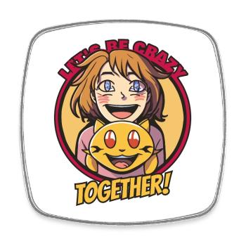be crazy together, cats and cat lady - Square fridge magnet - white - Front