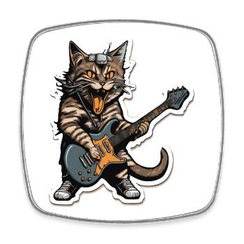 Chat Joueur De Guitare Rock - Magnet carré - blanc - Devant