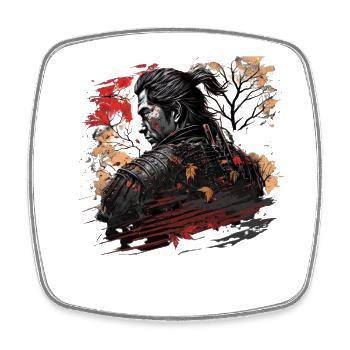 Samurai Japan Kultur - Viereckiger Kühlschrankmagnet - Weiß - Vorne