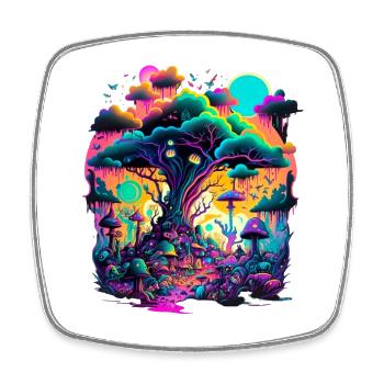 Futuristische Fantasy Pilzlandschaft Pilze - Viereckiger Kühlschrankmagnet - Weiß - Vorne