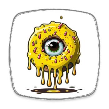 Monster Eye Donut - Square fridge magnet - white - Front