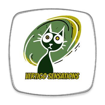 Dizziness Vintage Cartoon Cat - Square fridge magnet - white - Front