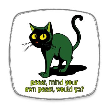 kümmer Dich um dein eigenes psst, Vintage Katze - Viereckiger Kühlschrankmagnet - Weiß - Vorne
