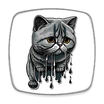 Farbige Tropfen und niedliche Katze - Viereckiger Kühlschrankmagnet - Weiß - Vorne