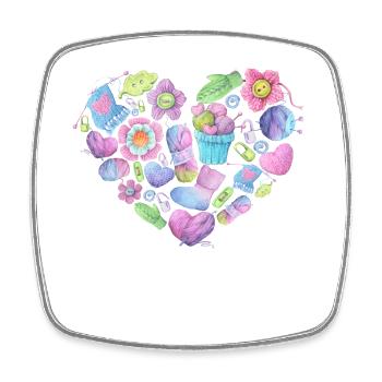 Knitting Heart Crochet Accessories Cute - Square fridge magnet - white - Front
