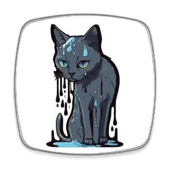 Farbe-Schmelzende Katze - Viereckiger Kühlschrankmagnet - Weiß - Vorne