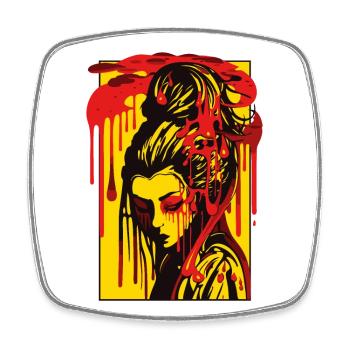 Gouttes colorées et geisha japonaise - Magnet carré - blanc - Devant