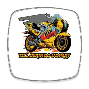 Super Sport Sport Tourer Motorcycle - Square fridge magnet - white - Front