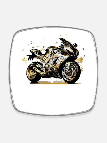 Moto de tourisme sportive super sportive - Magnet carré - blanc