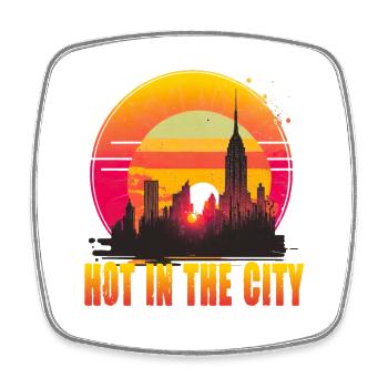 New York City Skyline Sonnenuntergang Hitze - Viereckiger Kühlschrankmagnet - Weiß - Vorne