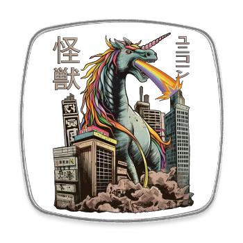 Kaiju Licorne Monstre Japonais Anime Manga - Magnet carré - blanc - Devant