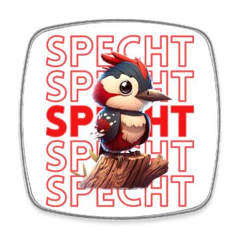 Niedlicher Specht Buntspecht Vogel Illustration - Viereckiger Kühlschrankmagnet - Weiß - Vorne