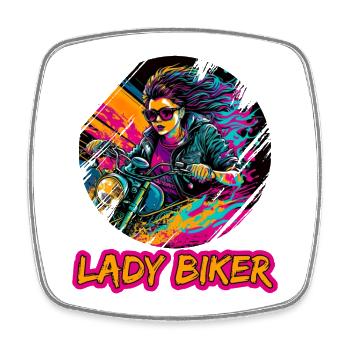 Lady Biker für eine Motorradfahrerin Bikerin - Viereckiger Kühlschrankmagnet - Weiß - Vorne