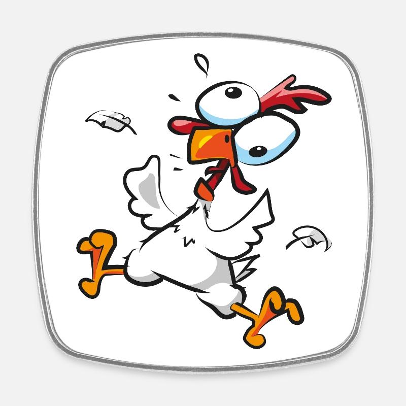 Crazy Chicken - Square fridge magnet - white