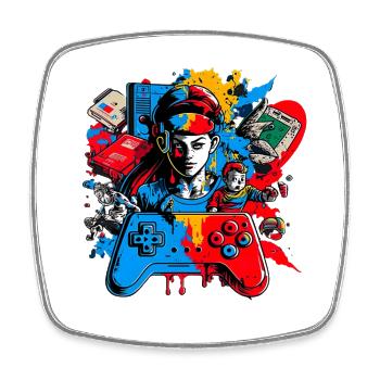 Retro Arcade Game Videospiel für Gamer - Viereckiger Kühlschrankmagnet - Weiß - Vorne